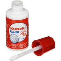 Корректирующая жидкость Kores Soft Tip Fluid 25мл, с кисточкой, быстросохнущая