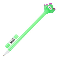 Ручка с топпером шариковая ЮНЛАНДИЯ 'Цветущий кактус', корпус ассорти, СИНЯЯ, пишущий узел 0,7 мм, 1