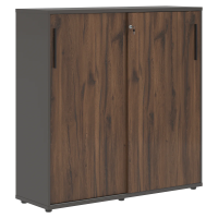 Шкаф средний с дверьми купе EMC 1343 Дуб Денвер тёмный/Черный/Мокко 1346х430х1355 EDIS