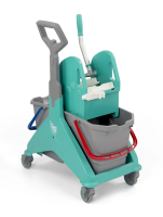 Тележка NICKITA двухведёрная (15+15 Л) с отжимом TEC и боковой ручкой (двойная упаковка) TTS,  серая