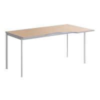 Стол прямой Skyland Imago-S СА-1S, эргономичный, правый, клен/алюминий, 1600х900х755мм