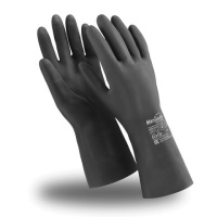 Перчатки защитные Manipula Химопрен р. L, х/б напыление, К80/Щ50, черные