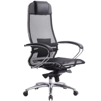 Кресло руководителя Метта Samurai S-1.04, ткань-сетка, черная, крестовина хром