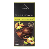 Шоколад Rioba горький миндаль, фисташка, 100г