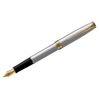 Перьевая ручка Parker Sonnet F, серебристый/позолоченный корпус, 1931504