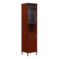 Шкаф-колонка высокий Skyland Born B431.10, бургунди, 475х450х2054мм, с тонированным стеклом, левый