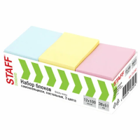 Блоки самоклеящиеся (стикеры) STAFF STANDARD, 38х51 мм, 3 цвета, 100 листов, НАБОР 12 штук, 116587