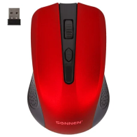 Мышь беспроводная SONNEN V99, USB, 1000/1200/1600 dpi, 4 кнопки, оптическая, красная, 513529