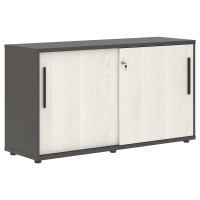 Шкаф низкий с дверьми купе ELC 1343 Ясень Траун/Черный/Мокко 1346х430х750 EDIS