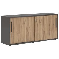 Шкаф низкий с дверьми купе ELC 1643 Дуб Денвер светлый/Мокко/Мокко 1606х430х750 EDIS