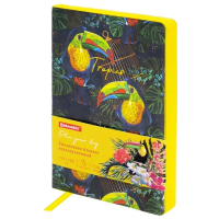 Ежедневник недатированный Brauberg Vista Toucan tropics, B6, 136 листов, под кожу, гибкий