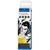 Набор ручек капиллярных Faber-Castell Pitt Artist Pen Manga Black set черные, 0.1мм, 0.3мм, 0.5мм, черный корпус