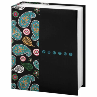 Фотоальбом BRAUBERG на 300+4 фотографии 10х15 см, твердая обложка, 'Пейсли', черный с бирюзовым, 390