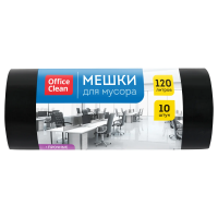 Мешки  для мусора  120л  OfficeClean ПВД, 70*110см, 40мкм, 10шт., прочные, черного цвета, в рулоне