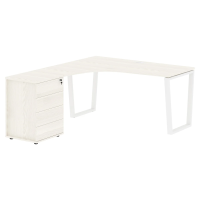 Стол эргономичный с тумбой EVCET 1518(L) Ясень Траун/Белый 1560х1880х750 EDIS