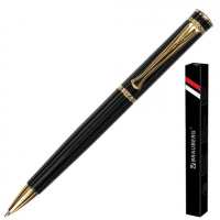 Шариковая ручка автоматическая Brauberg Perfect Black синяя, 1мм, черный корпус
