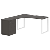 Стол эргономичный с тумбой EQCET 1518(L) Мокко/Белый 1560х1880х750 EDIS