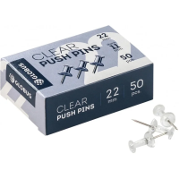 Кнопки силовые д/пробковых досок Глобус КС-50П,пластик,прозрачные,50 шт/уп