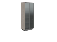 Шкаф шир. выс. со стеклянными дверями в раме СФ-574304 Дуб серый/Черный графит 900х430х2100 LINE