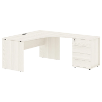 Стол эргономичный с тумбой EDCET 1518(R) Ясень Траун/Черный 1560х1880х750 EDIS