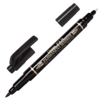 Маркер перманентный Pentel Pen Twin Tip New черный, 0.3мм, 0.8мм, двусторонний, круглый наконечник
