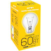 Лампа накаливания Старт 60Вт, E27, теплый свет, груша