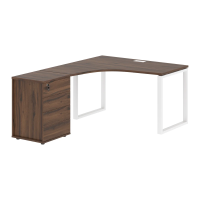 Стол эргономичный с тумбой EQCET 1318(L) Дуб Денвер тёмный/Белый 1360х1880х750 EDIS