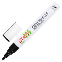 Маркер-краска лаковый (paint marker) 2-4 мм, ЧЕРНЫЙ, НИТРО-ОСНОВА, STAFF PROFIT, для любых поверхнос