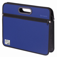 Портфель пластиковый Brauberg A4+, синий, с ручками