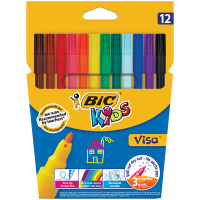 Фломастеры для рисования Bic Visa 12 цветов, суперсмываемые