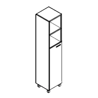 Шкаф-колонка высокий Skyland Offix NEW OHC 45.6, дуб сонома светлый/металлик, 456х450х2147мм, с глухой средней дверью