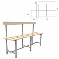 Скамья для раздевалок Титан СТ 5 1500х350х860мм, деревянна спинка
