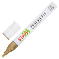 Маркер-краска лаковый (paint marker) 2-4 мм, ЗОЛОТИСТЫЙ, НИТРО-ОСНОВА, STAFF PROFIT, для любых повер