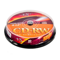 Носители информации CD-RW, 4x-12x, VS, Cake/10, VSCDRWCB1001