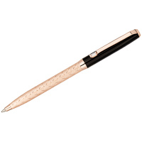 Ручка шариковая Delucci 'Terra', синяя, 1,0мм, корпус розовое золото/черный, с кристаллом, подар.уп.