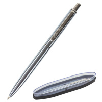 Ручка бизнес-класса шариковая BRAUBERG Larghetto, СИНЯЯ, корпус серебристый с хромированными деталям