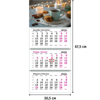 Календарь настенный 3-х блочный 2026 Attache, 305х675, Печенье, 80г