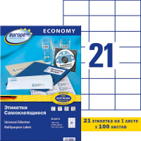 Этикетки самоклеящиеся Avery Zweckform Европа-100 ELA013, белые, 70x42.3мм, 21шт на листе А4, 100 ли