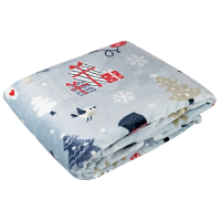 Tarrington House Плед микровелюр с сумкой синий с принтом снеговик, 150 х 200см