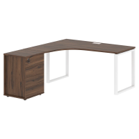 Стол эргономичный с тумбой EQCET 1518(L) Дуб Денвер тёмный/Белый 1560х1880х750 EDIS