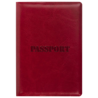 Обложка для паспорта STAFF, полиуретан под кожу, 'ПАСПОРТ', бордовая, 237600