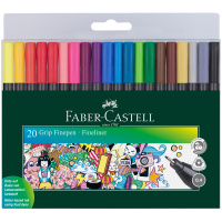 Набор ручек капиллярных Faber-Castell Grip Finepen 20 цветов, 0.4мм, черный корпус