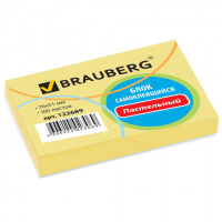 Блок для записей с клейким краем Brauberg 76х51мм, желтый, 100 листов