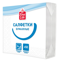 Fine Life Салфетки бумажные трехслойные белые 24 x 24см, 50шт