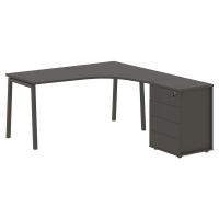 Стол эргономичный с тумбой ELCET 1518(R) Мокко/Мокко 1560х1880х750 EDIS