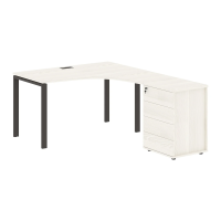 Стол эргономичный с тумбой EUCET 1318(R) Ясень Траун/Мокко 1360х1880х750 EDIS