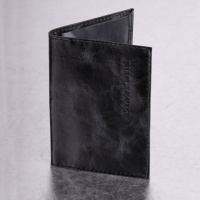 Обложка для паспорта натуральная кожа пулап, 'Passport', кожаные карманы, черная, BRAUBERG, 238198