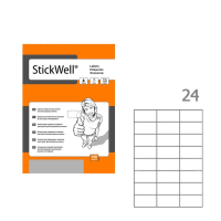 Этикетки самоклеящиеся Stickwell 11249, белые, 70x37мм, 2400шт