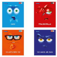 Тетрадь Brauberg Мордашка, А5, 96 листов, в клетку, на скрепке, мелованный картон