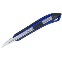 Нож канцелярский 9мм Berlingo 'Razzor 300', auto-lock, металл. направл., мягкие вставки, синий, евро